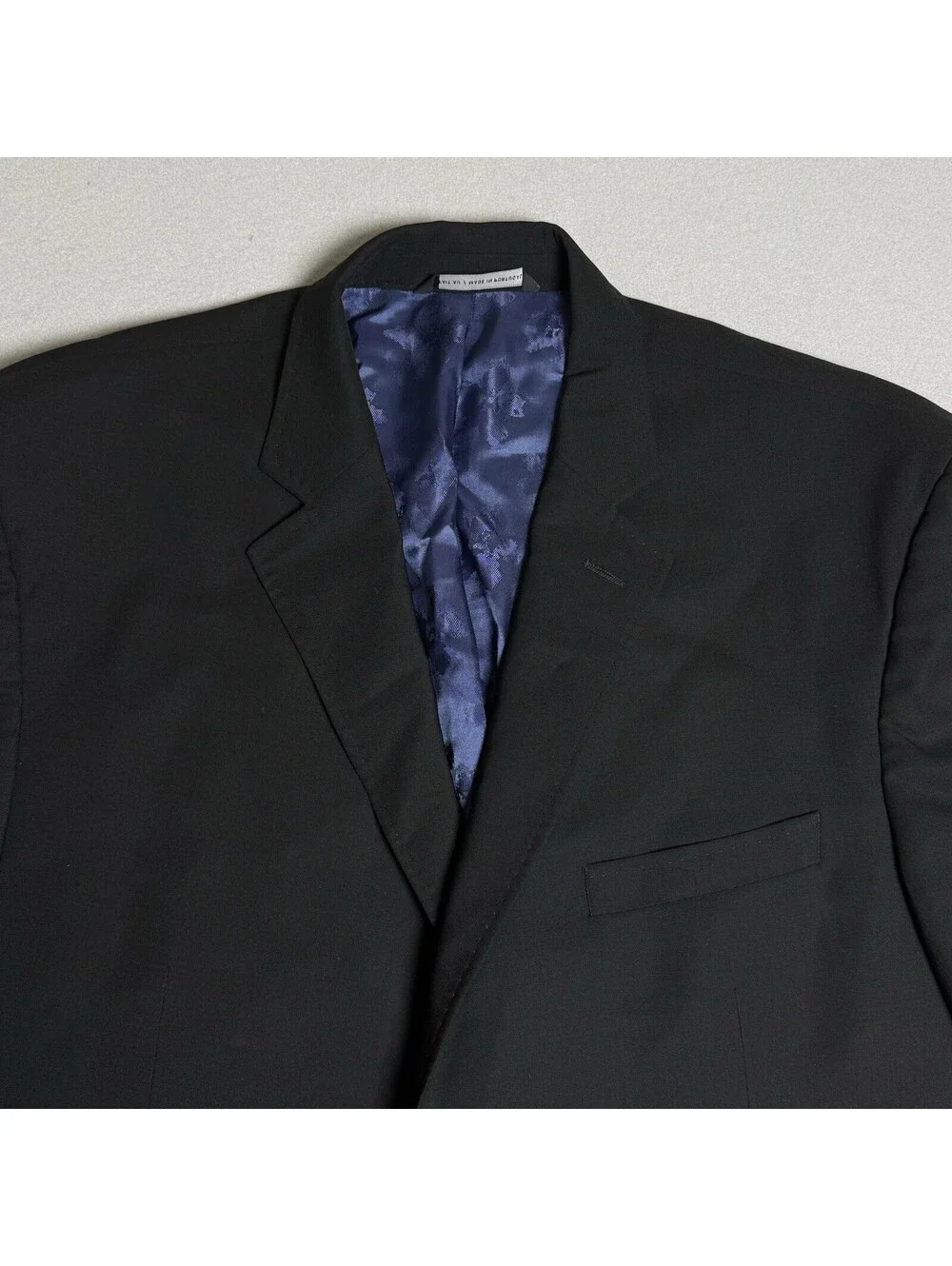 TED BAKER Suit Blazer 46 R Jacket CT 100% Wool Modern Coat Black Two Botton Blue